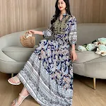 Lange rok, etnische stijl Dames zomerjurk van katoen en zijde met bloemenprint. Ideaal voor een zomerse, stijlvolle outfit. — foto 14