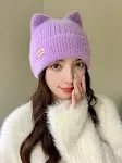 Winter Mink Cat Ears Plush Girl's Cap Warm Ear Protection Knitted Hat — photo 21