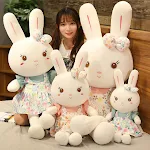 Boneca de coelho branco macio Bichinho de pelúcia para bebês e crianças pequenas Companheiro de brincadeira adorável e abraçável Ideal para conforto e diversão — foto 3