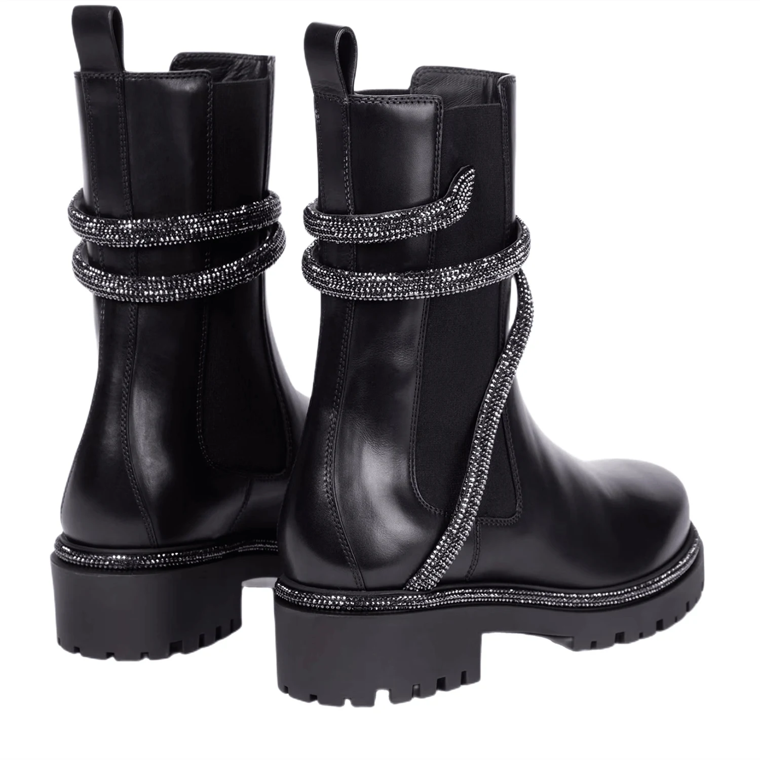 Snakelike Winding Rhinestone Knight Platform Smoke Pipe Ankle Boots — photo 8