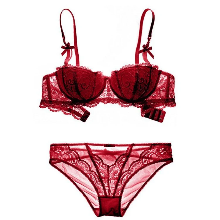 Title 2, Conjunto de lingerie vermelho vinho, sutiã de r...