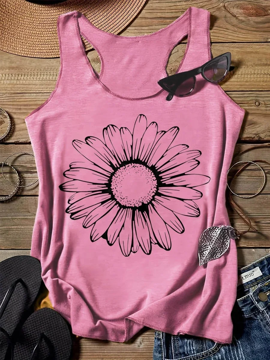 202 Casual Round Neck Narrow Edge Top Loose Sports Pattern Digital Printing Vest Women's Clothing — photo 17