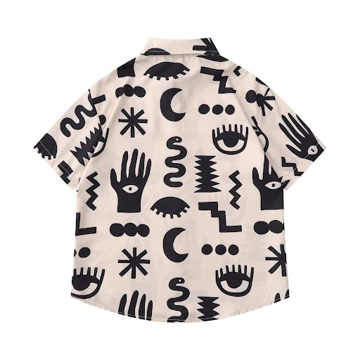Title 1, Mens Fashion Casual Retro Full Printed Lapel S...