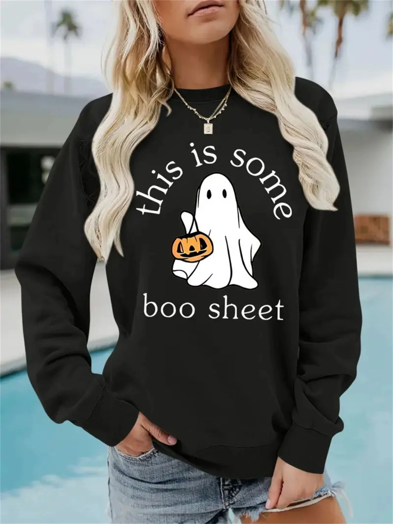 Title 11, Felpa maglione pullover stampato Halloween a ma...
