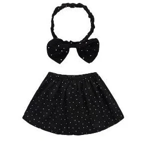 Brielle Top-Hose-Set für Mädchen, schulterfrei, Polka Dots, Jeans mit Löchern, Denim-Stirnband, 3-teiliges Outfit, Kindermode — foto 6