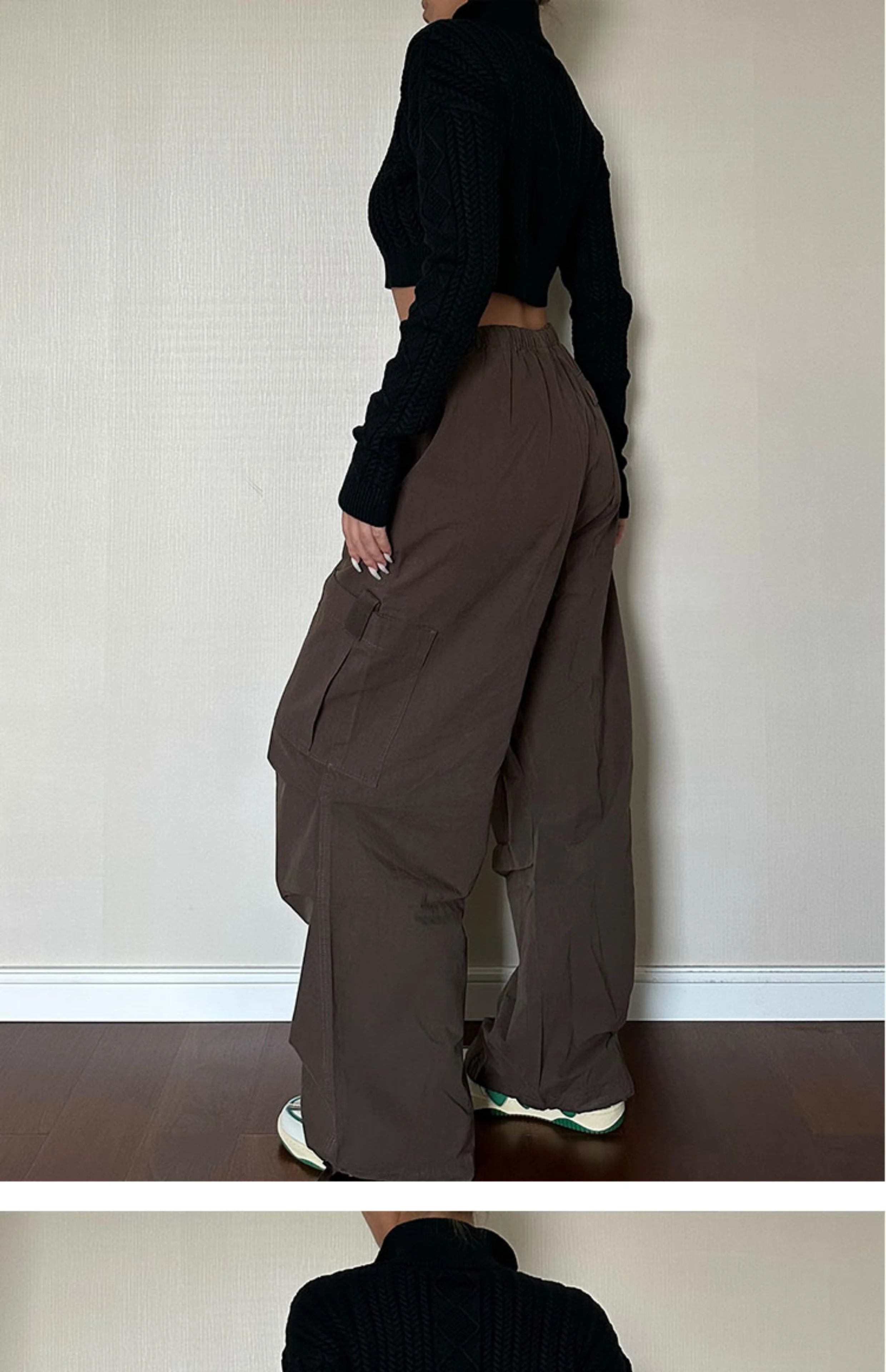 Calças cargo soltas com bolsos retos para mulheres. Confortáveis, versáteis e estilosas. Perfeitas para um look casual e prático. — foto 3