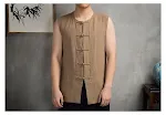 Colete casual masculino estilo chinês sem mangas com fivela, perfeito para um visual descontraído e elegante, ideal para o clima quente. — foto 11