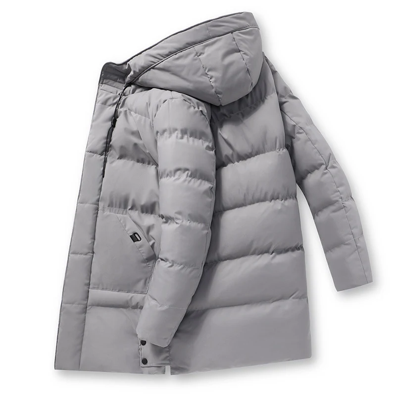 Jaqueta masculina plus size de algodão grossa e de comprimento médio para manter aquecido no inverno, oferecendo conforto e proteção contra o frio. — foto 2