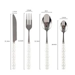 Conjunto de faca, garfo e colher com cabo de pérola cerâmica para uso doméstico. Ideal para sopa, bife e culinária ocidental. — foto 47
