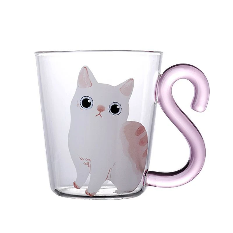 Title 5, Cartoon Cute Kitten Cup Transparent Glass With ...