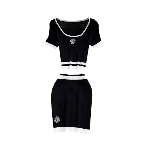 Title 1, Conjunto de Vestido Curto Feminino Gata, Decote...