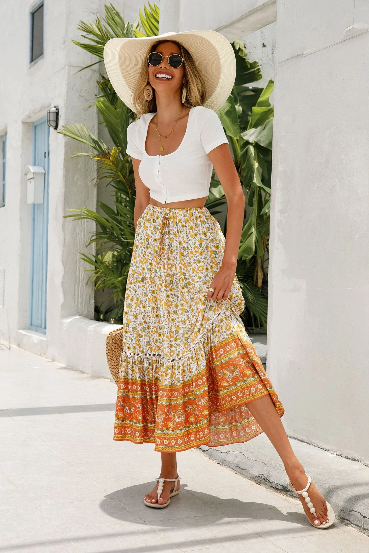 Title 10, Maxi-jurk met kanten panelen, rayon en een Bohe...