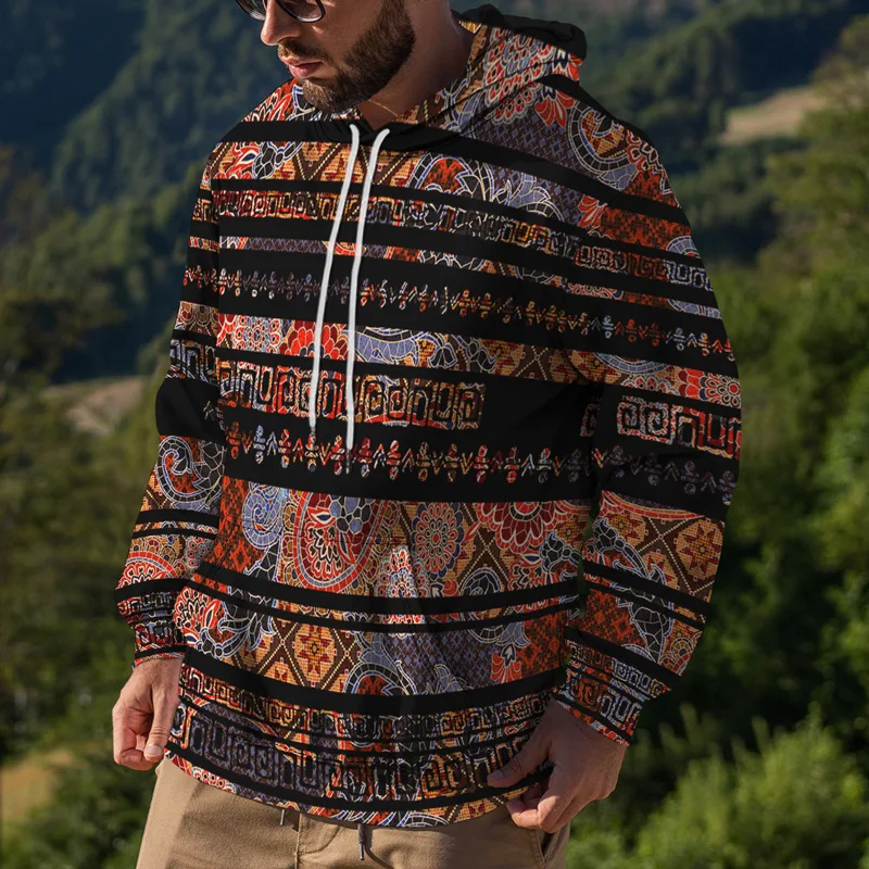 Moletom com capuz estampado Ethnic Series masculino Conforto e estilo para o dia a dia. Perfeito para um visual casual, moderno e com personalidade única. — foto 2