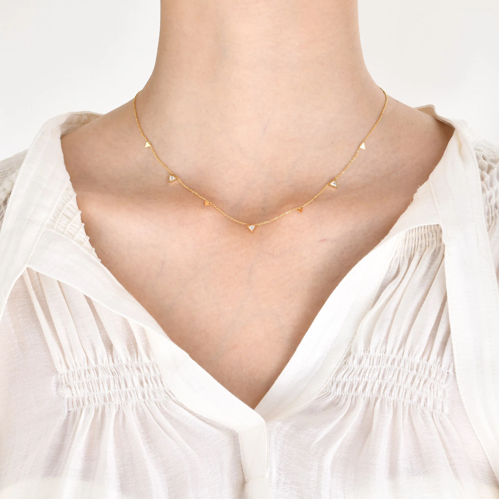 Title 9, RVS hartvormige ketting met zirkonia waterdrupp...