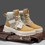Men's Print Boots Autumn And Winter High-top British Style Comfy Breathable Casual Flat Shoes Outdoor Walking Running Bo — photo 12