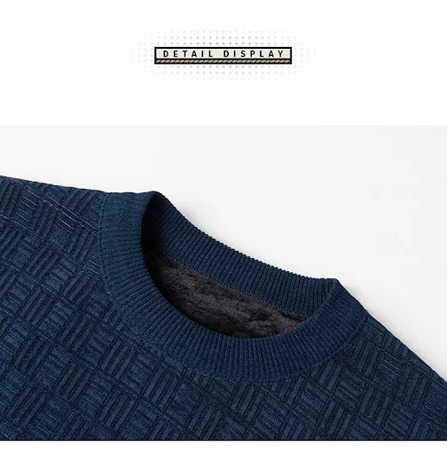 Title 19, Heren Jacquard Lange Mouw Fleece gevoerde Dikke...