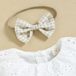 Macacão de manga longa com gola de boneca de renda para bebê menina, estilo adorável e confortável. Perfeito para o dia a dia e passeios. — foto 5