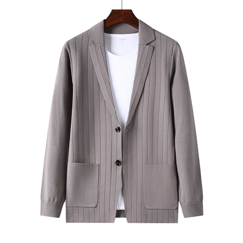 Spring and Autumn Men's Knitted Cardigan Slim Fit Casual Small Suit Coat offers a stylish and comfortable layering optio — photo 7