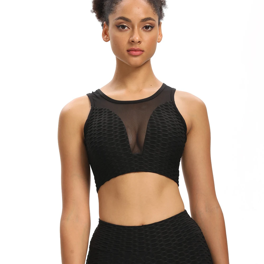 Mesh Jacquard Sexy Beauty Back Gathered Yoga Vest. Enhance your back's beauty while practicing yoga or working out. Comf — photo 4
