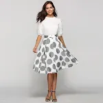 Falda midi entallada y redonda con lunares grandes, corte ajustado y bajo amplio. Perfecta para lucir un look elegante y moderno. — foto 5