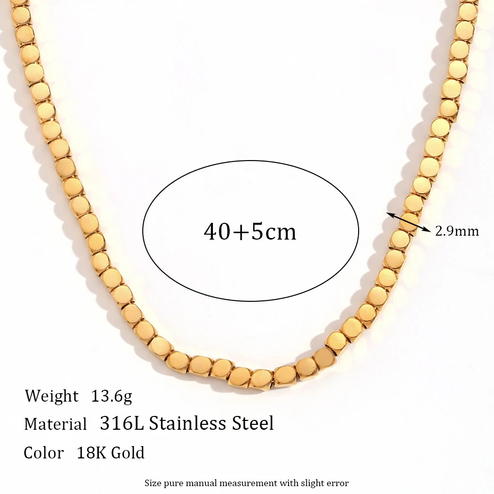 Colar com contas cúbicas de aço inoxidável de personalidade de nicho simples, um acessório elegante e exclusivo para você. — foto 1