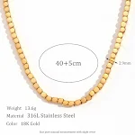Colar com contas cúbicas de aço inoxidável de personalidade de nicho simples, um acessório elegante e exclusivo para você. — foto 1