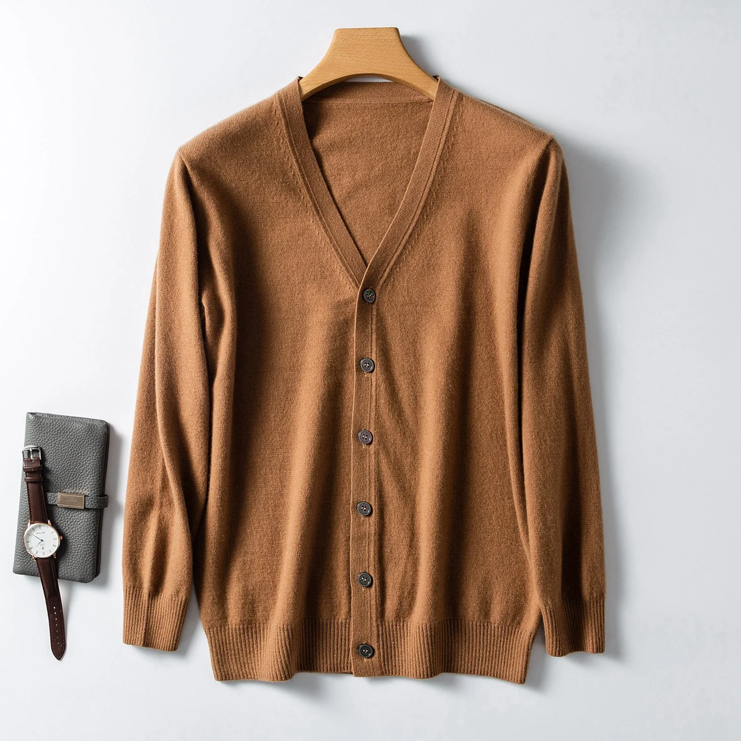 Title 11, Cardigã de cashmere com decote em V masculino, ...