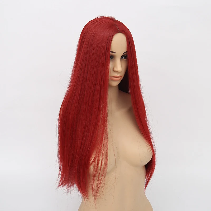 Peruca Feminina Castanho Avermelhado Longa Lisa Com Touca Fibra Química Cabelo Perfeita para Looks Sofisticados e Confortáveis — foto 2