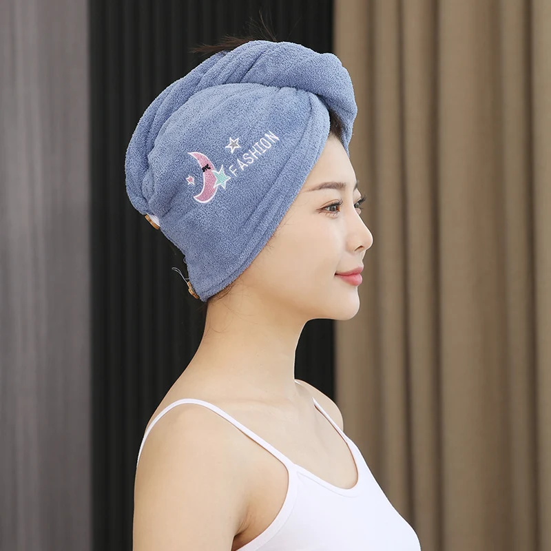 Female Strong Absorbent Quick-drying Towel, Thick Coral Fleece with Shower Cap, Perfect for Gym and Travel Use — photo 5