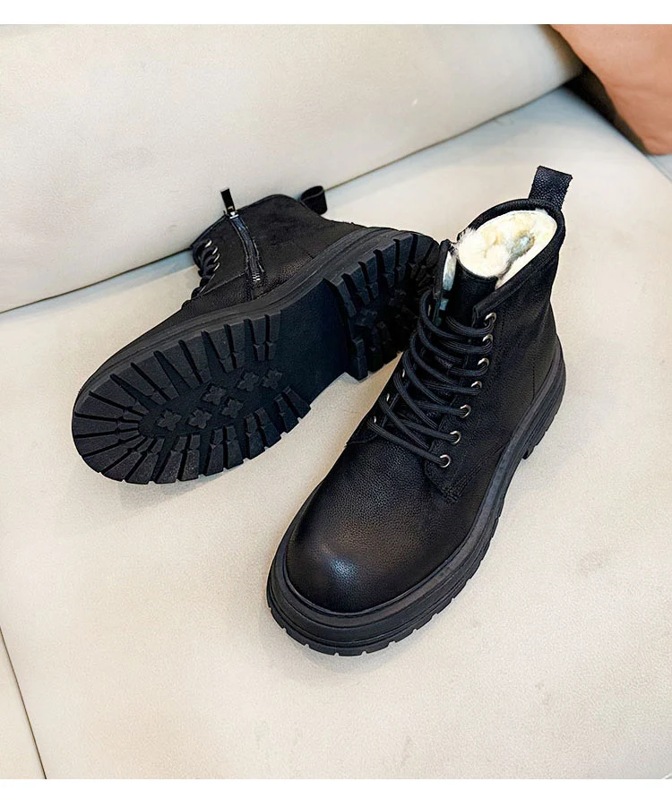 Title 3, Mens Sheepskin Fur Snow Boots, Thick Bottom, N...