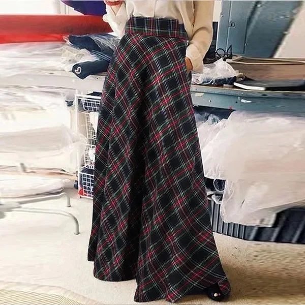 Title 5, Womens High Waist Casual Loose Slimming Plaid ...
