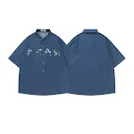 Vintage Floral Embroidered Denim Short Sleeve Shirt — photo 1
