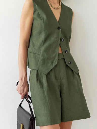 Title 2, Womens Fashion Casual V-neck Vest and Shorts S...