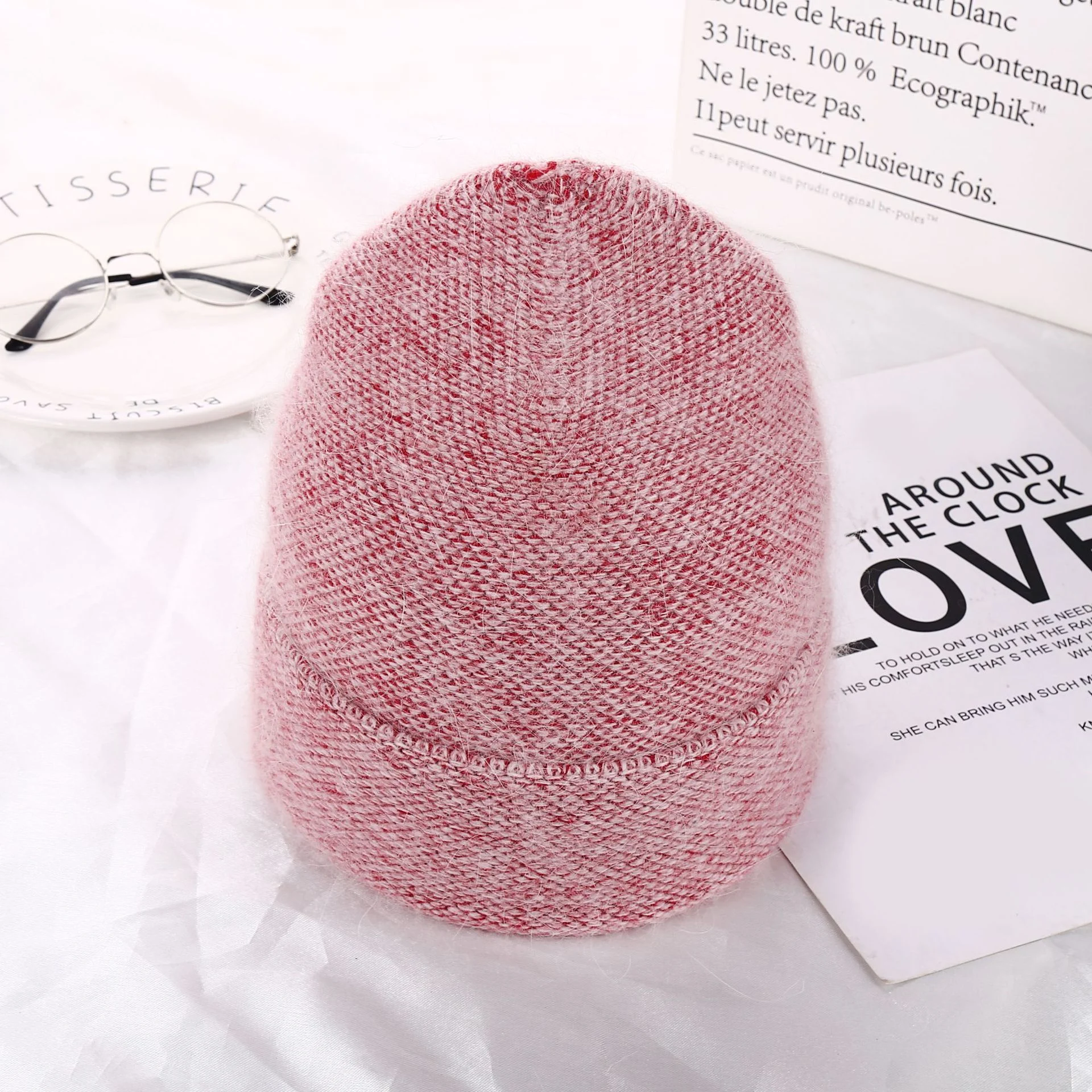 Angolan Rabbit Fur Knitted Hat Women's Fashion Without Eaves — photo 1