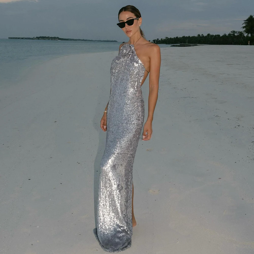 Abito con paillettes argento europeo e americano — foto 4