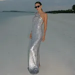 Abito con paillettes argento europeo e americano — foto 4