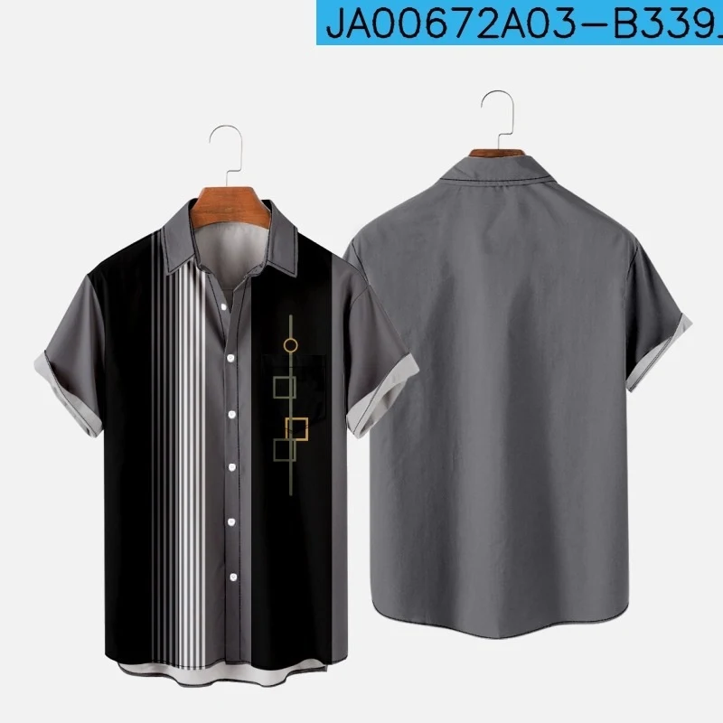 Summer Creative Diamond Shirt Large Size With Pockets Mens Casual Tops. Comfortable and stylish summer top, perfect for — photo 5