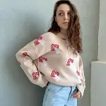 Casaco feminino de malha com cor solta e contrastante — foto 2