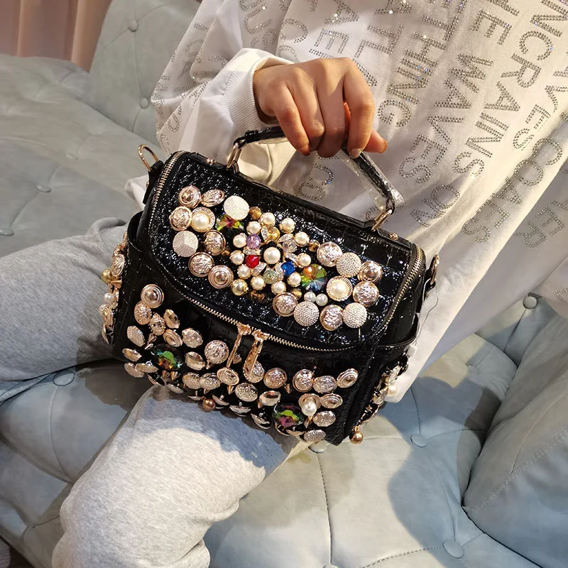 Title 2, Womens Beaded Rivet Rhinestone Shoulder Bag, a...