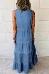 Women's Sleeveless Denim Fashion Retro High Waist Layered Dress — photo 3