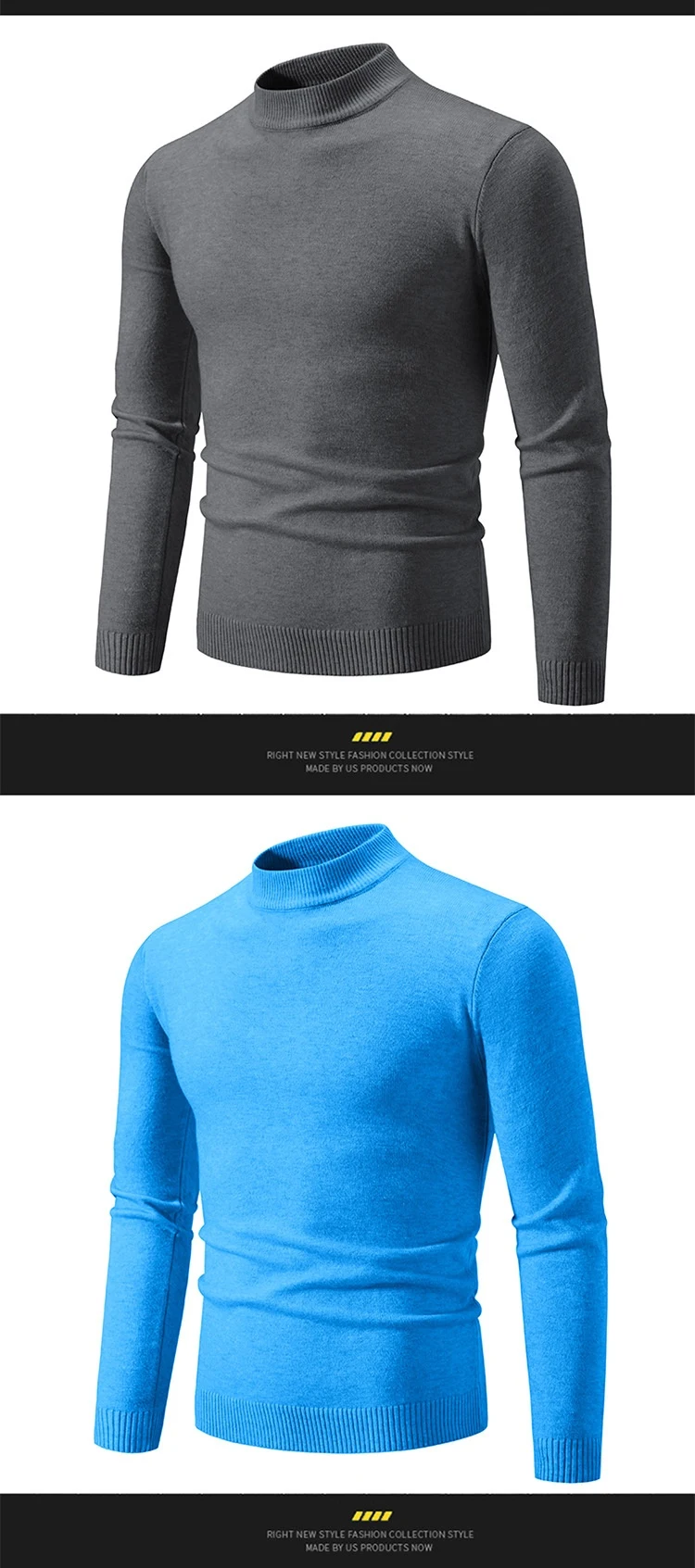 Title 5, Rundhals-Pullover Herren Winter Einfarbig Slim Fit