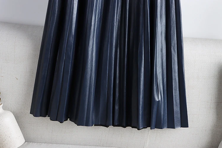 Title 5, Womens Solid Color Mid-length High Waist PU Le...