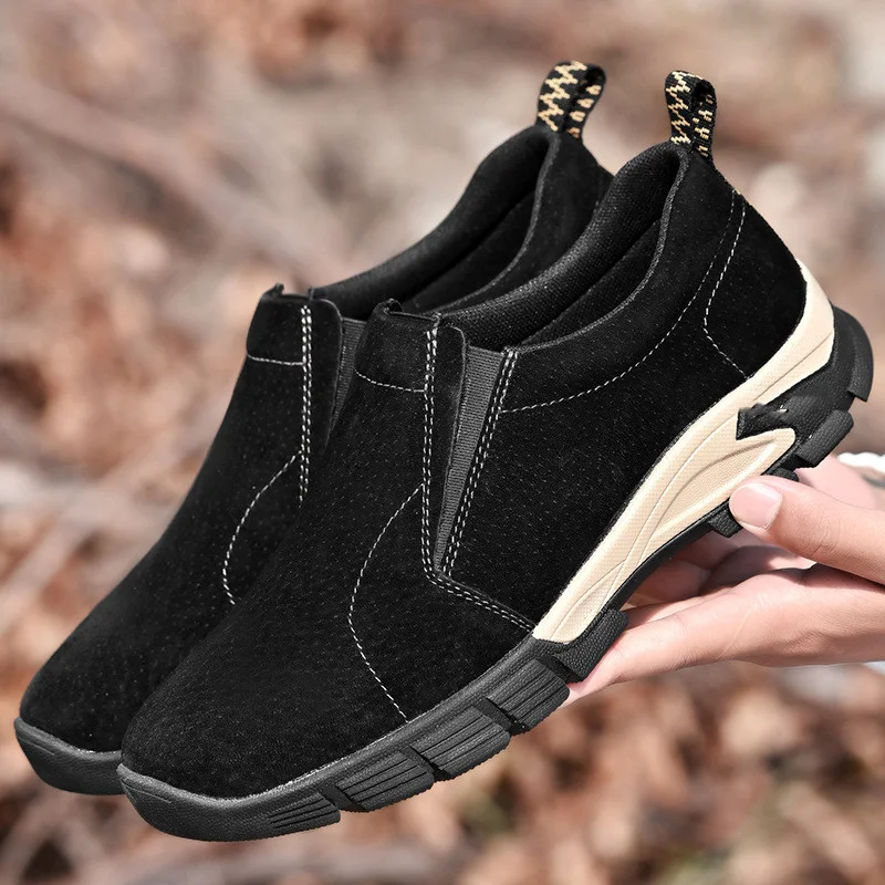 Sapatos masculinos casuais de couro camurça fosco respiráveis, perfeitos para conforto e estilo. Leves e ideais para uso diário em diversas ocasiões. — foto 1