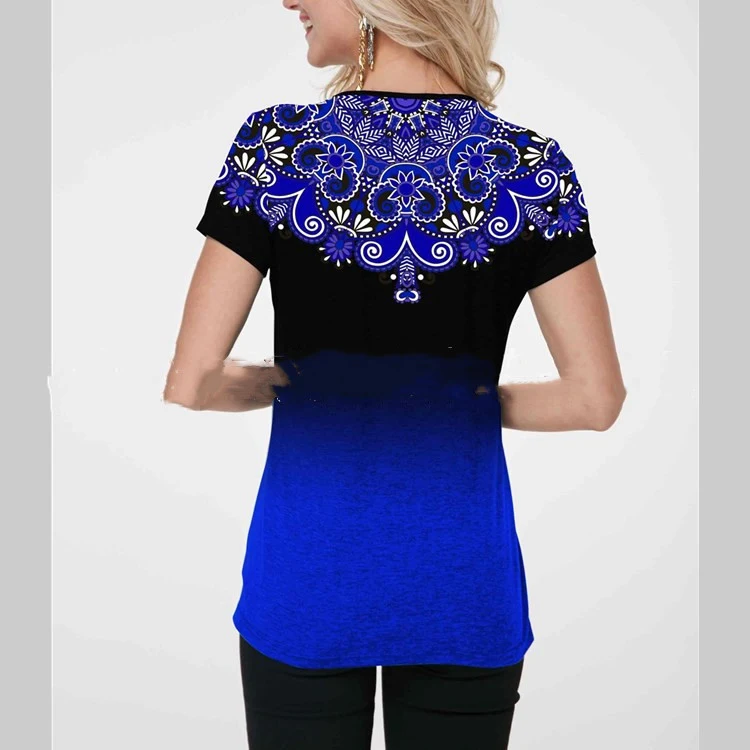 Title 1, Mode-gradiënt 3D-geprint T-shirt met korte mouw...