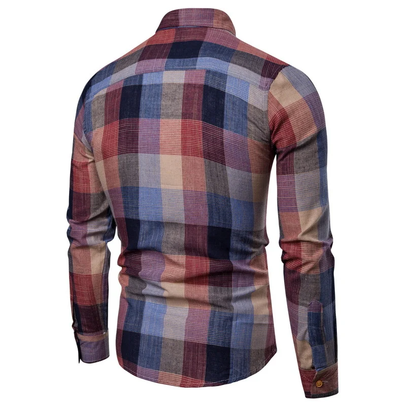 Camisa masculina casual de manga longa xadrez com corte slim fit. Conforto e estilo para diversas ocasiões, perfeita para um visual moderno e elegante. — foto 5