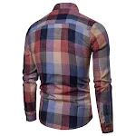 Camisa masculina casual de manga longa xadrez com corte slim fit. Conforto e estilo para diversas ocasiões, perfeita para um visual moderno e elegante. — foto 5