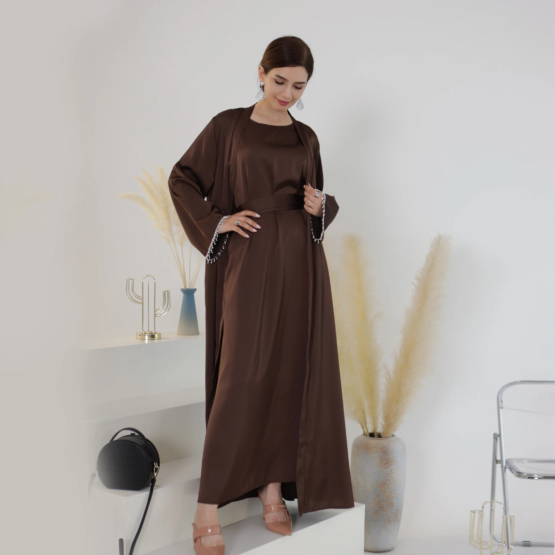 SpringSummer Solid Color Beading Dress Robe A versatile and elegant dress perfect for warm weather. Comfortable and styl — photo 7