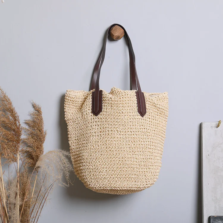 Bolso de paja retro de gran capacidad para mujer, simple y elegante, perfecto para la playa o el día a día, un accesorio imprescindible. — foto 6