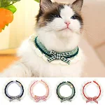 1Pc Pet Collar with Button Design Sturdy Pet Collar Soft And Comfortable Cute Bow for Dogs Hand Knitted Cat Collar for K — photo 1