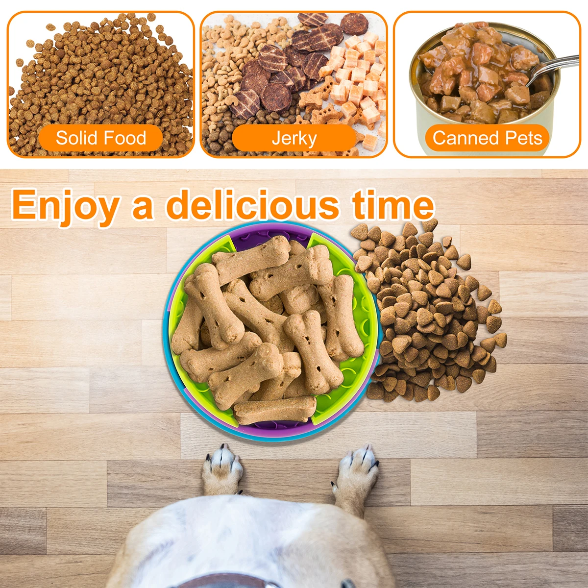 Title 7, Pet Slow Food Bowl 3-Layers Puzzle Puppy Choke-...